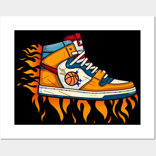 Burning Basketball Shoe Art Wall Art by mieeewoArt